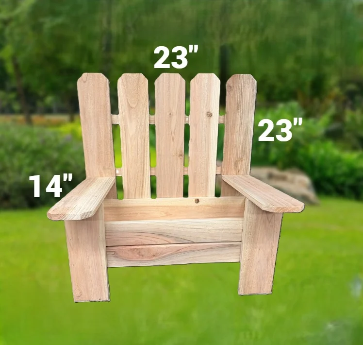 Wooden planter box shaped like a bench, with a picket-style back and armrests.